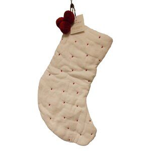 Small Red Stars on white Christmas Stocking Collection 20" Hearth & Hand Magolia